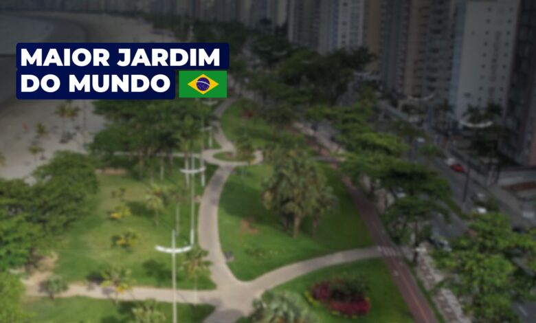 Conheça o maior jardim de praia do planeta em Santos: área verde recordista, paisagismo e 1.746 árvores em plena orla paulista. Descubra mais. (Imagem: arquivo/PMS)