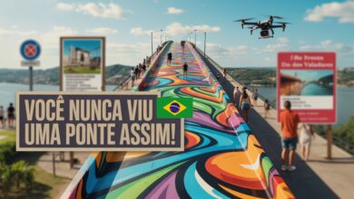 Ponte em Paranaguá vira atração com pintura de 1.500 m², unindo arte urbana, turismo e cultura no litoral do Paraná. Veja os detalhes. (Imagem: ilustração IA)