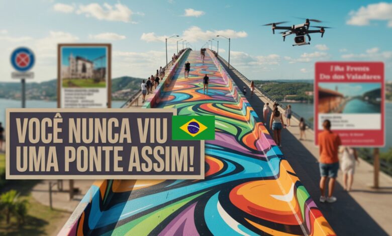 Ponte em Paranaguá vira atração com pintura de 1.500 m², unindo arte urbana, turismo e cultura no litoral do Paraná. Veja os detalhes. (Imagem: ilustração IA)