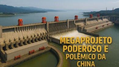 Barragem Três Gargantas: 28 milhões de m³ de concreto, 463 mil t de aço e armazenamento de 40 km³ de água. Esse famoso megaprojeto é o mais poderoso e polêmico da China