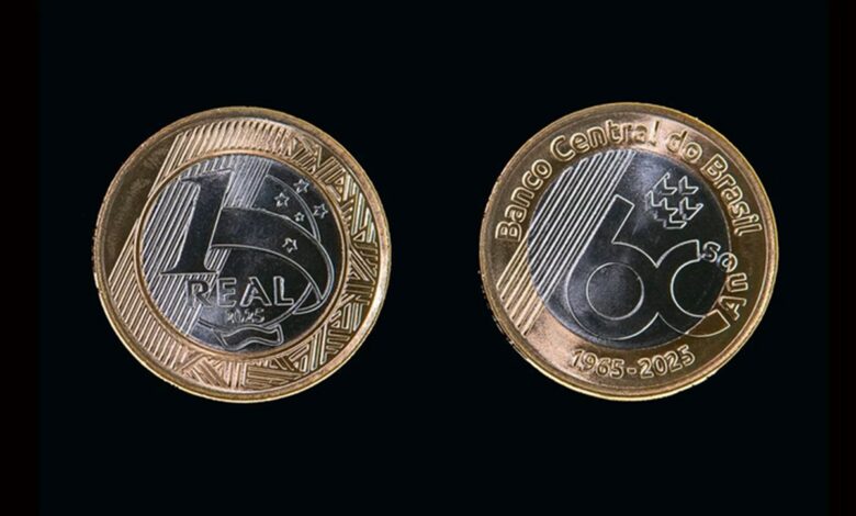 Banco Central celebra 60 anos com moeda especial de R$ 1. Cerca de 23,2 milhões de unidades vão circular com novo design comemorativo.