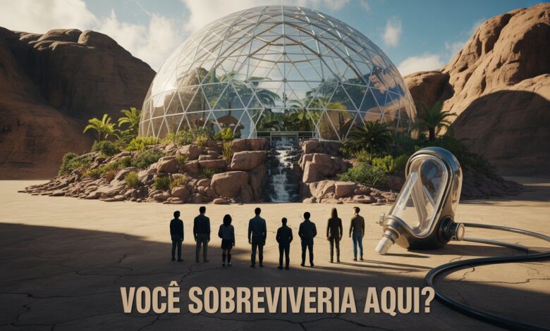 Descubra como oito pessoas viveram dois anos isoladas na Biosfera 2, enfrentando crises de oxigênio e desafios extremos em um ecossistema fechado.