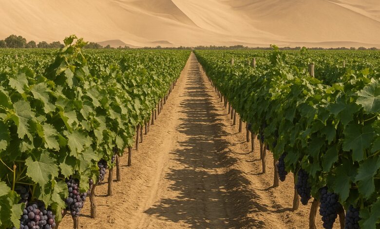 Cultivo de uvas no deserto do Peru, Deserto do Peru, Uvas, Peru