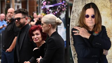 Sharon Osbourne cries as thousands of fans gather for Ozzy's final farewell
