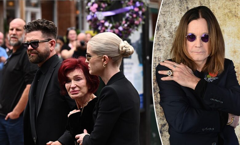Sharon Osbourne cries as thousands of fans gather for Ozzy's final farewell