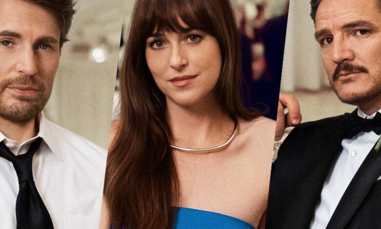 O filme com Dakota Johnson, Pedro Pascal e Chris Evans não é a comédia romântica que o trailer promete