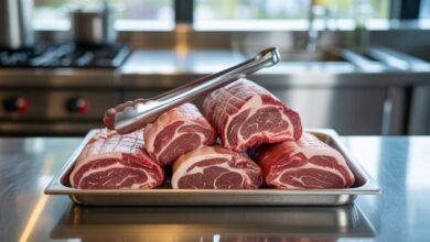 Corte de carne Chuck Eye Roll da Friboi em destaque sobre tábua de madeira.