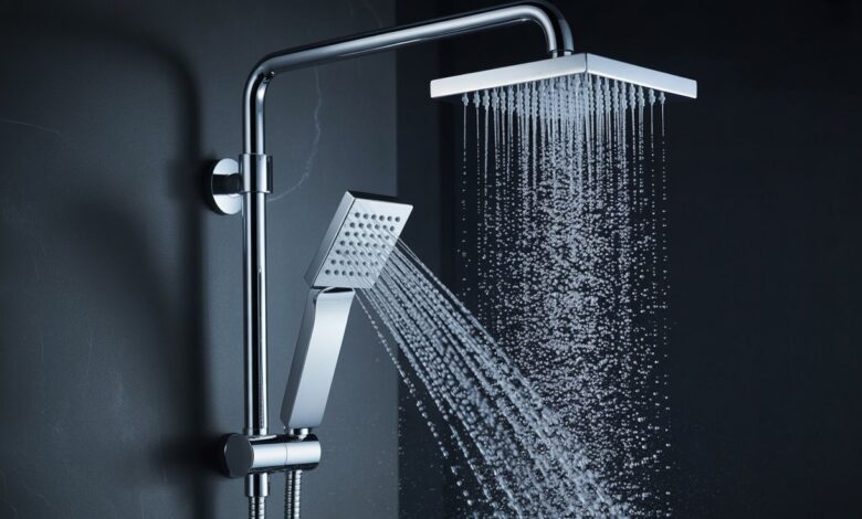 Chuveiros elétricos funcionando com vapor em banheiros elegantes