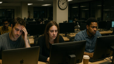 Funcionários de startups em regime de 72 horas semanais no modelo 996.