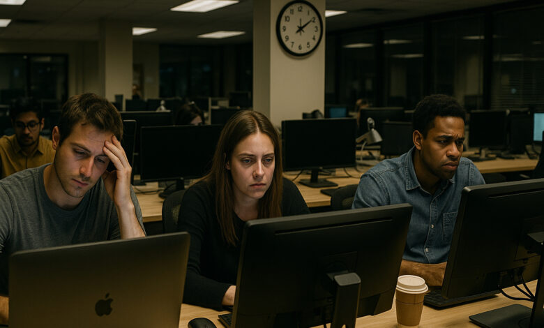 Funcionários de startups em regime de 72 horas semanais no modelo 996.