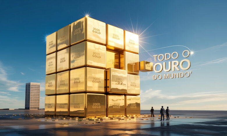 É quase inacreditável, mas todo o ouro já extraído na história da humanidade — cerca de 216.265 toneladas — caberia em um cubo de apenas 22 metros de lado, o equivalente à altura de um prédio de sete andares