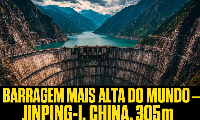 A barragem mais alta do mundo fica na China: Jinping-I tem 305 metros de altura, supera a Três Gargantas, segura 7,7 bilhões de m³ de água e desafia os limites da engenharia