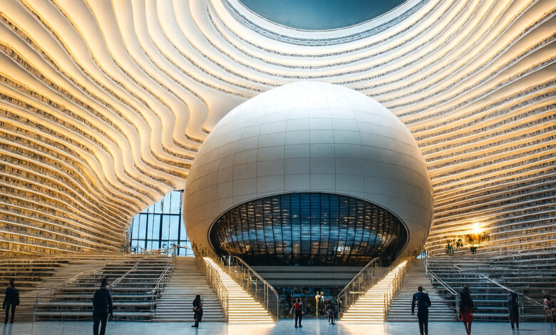 Biblioteca futurista na China com espaço para 1,2 milhão de livros impressiona arquitetos e já é comparada ao Congresso dos EUA em tamanho e grandiosidade