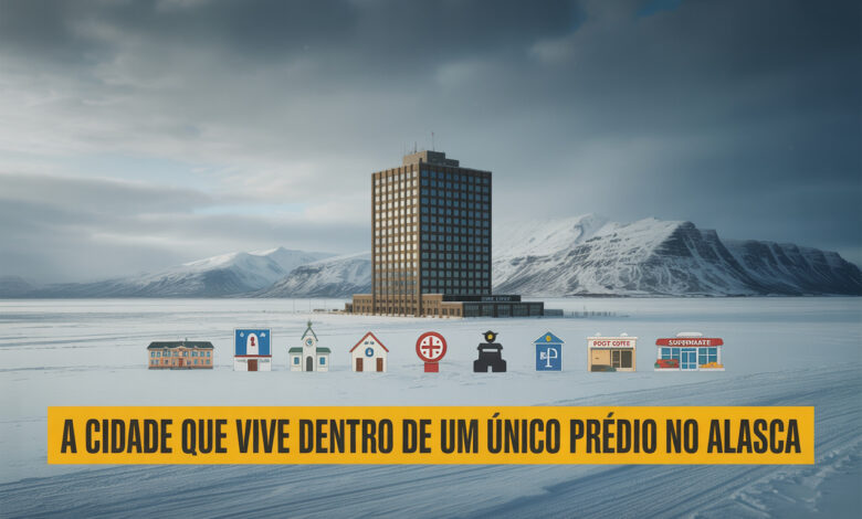 A cidade que vive dentro de um único prédio no Alasca: 272 pessoas dividem 14 andares com escola, hospital, igreja, correios, delegacia e até supermercado no mesmo lugar