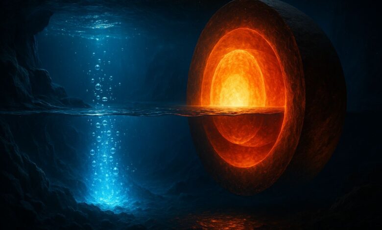 Oceano escondido a 700 km da Terra foi revelado em 2024 por estudo da Science e O Globo. A ringwoodita guarda bilhões de litros de água que redefinem a origem dos mares.