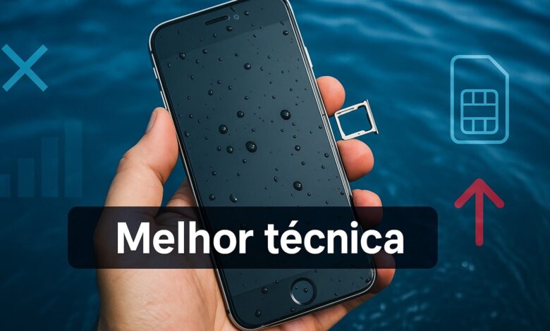 Descubra o que fazer se o celular cair na água: desligar, retirar chip, ventilar e esperar funciona melhor que o truque do arroz.