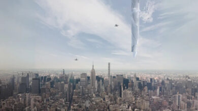 Dubai pode ganhar a primeira construção pendurada no espaço do mundo: um arranha-céu suspenso no céu, de cabeça para baixo, preso a um asteroide e com 32 mil metros de altura