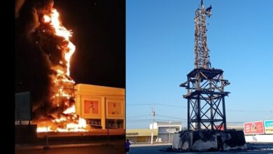 Estátua da Havan em Petrolina é incendiada de madrugada; fogo destrói estrutura, Bombeiros controlam chamas e Polícia investiga ataque criminoso.