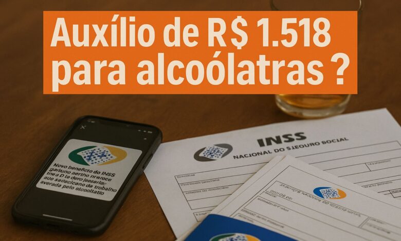 Governo não criou novo auxílio de R$ 1.518 para alcoólatras. Entenda quais benefícios existem e como funcionam os critérios oficiais.