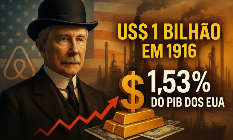 John D. Rockefeller foi o primeiro bilionário do mundo: fortuna de US$ 1 bilhão em 1916 equivalia a 1,53% do PIB dos EUA e o tornou o homem mais rico da história por décadas