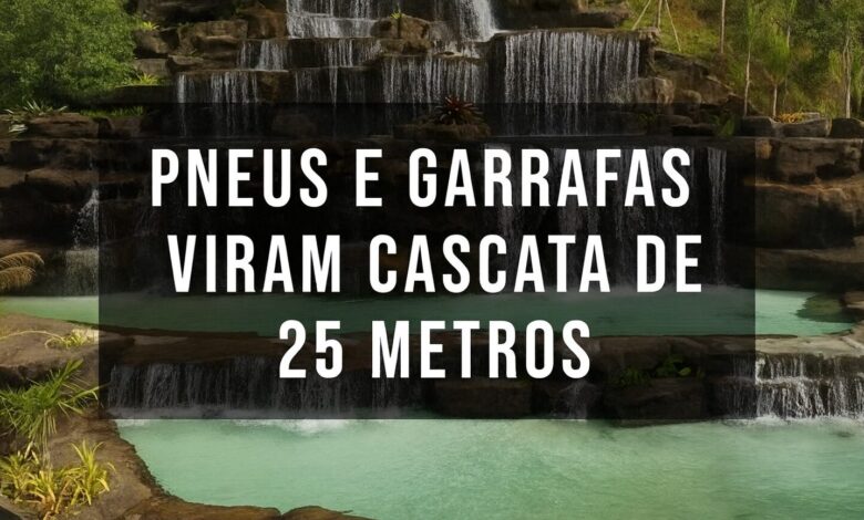 Cascata, Cachoeira, Pneus, Garrafas