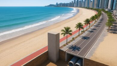 Balneário Camboriú constrói muro subterrâneo de 6 km com drenagem de 12 mil L/s e revitalização da orla para conter erosão costeira