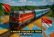A maior viagem de trem do planeta sai de Portugal, cruza a Ferrovia Transiberiana, dura 21 dias e percorre 18.755 km até chegar a Singapura.