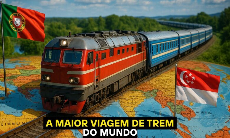A maior viagem de trem do planeta sai de Portugal, cruza a Ferrovia Transiberiana, dura 21 dias e percorre 18.755 km até chegar a Singapura.