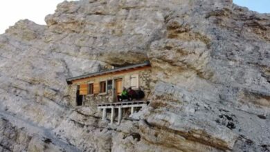 Casa de pedra, montanha, Itália