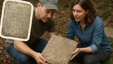 Casal encontra em quintal uma lápide romana de 1.900 anos, desaparecida desde a Segunda Guerra, que pertenceu a um soldado do Império