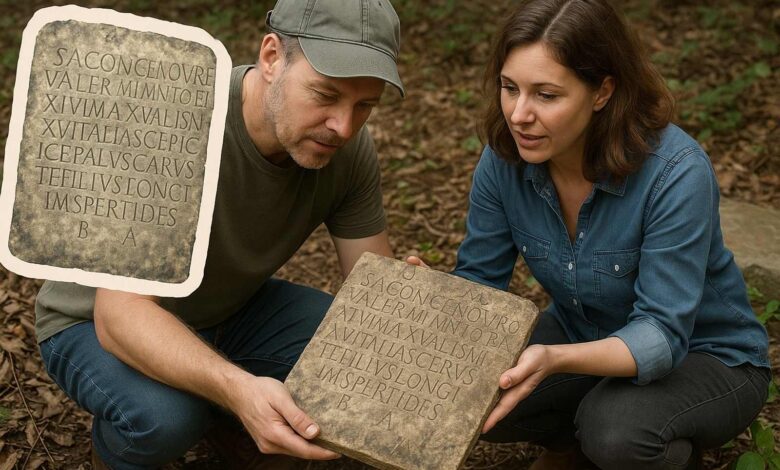 Casal encontra em quintal uma lápide romana de 1.900 anos, desaparecida desde a Segunda Guerra, que pertenceu a um soldado do Império