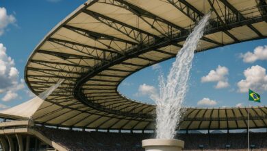 A cobertura do Maracanã, feita de fibra de vidro e teflon, une engenharia e sustentabilidade desde a Copa de 2014, símbolo da inovação brasileira.