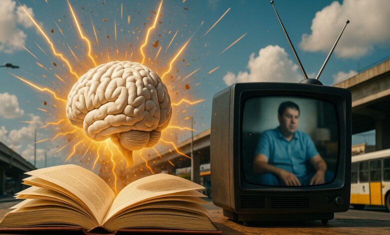 Estudos revelam que ler muda seu cérebro, fortalecendo leitura e atenção, memória e raciocínio, melhorando conexões sociais e empatia ao contrário da TV e passividade.