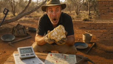 Garimpeiro amador encontra sozinho pedra de ouro de 2,6 kg avaliada em aproximadamente R$ 850 mil no Triângulo Dourado da Austrália