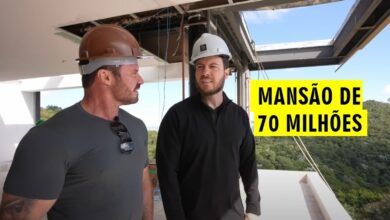 Cariani e Balestrin visitam a mansão de Thiago Nigro comprada de Neymar, com 2.800 m², lago-piscina, closet com elevador, cinema e estrutura