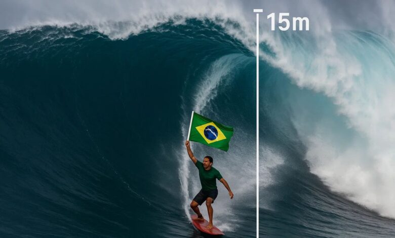 O surfista Lucas Chumbo quebrou recordes ao surfar a maior onda já registrada no Brasil, em Jaguaruna (SC). O feito transformou o destino catarinense na “Nazaré Brasileira” e impulsionou o turismo e a economia local.