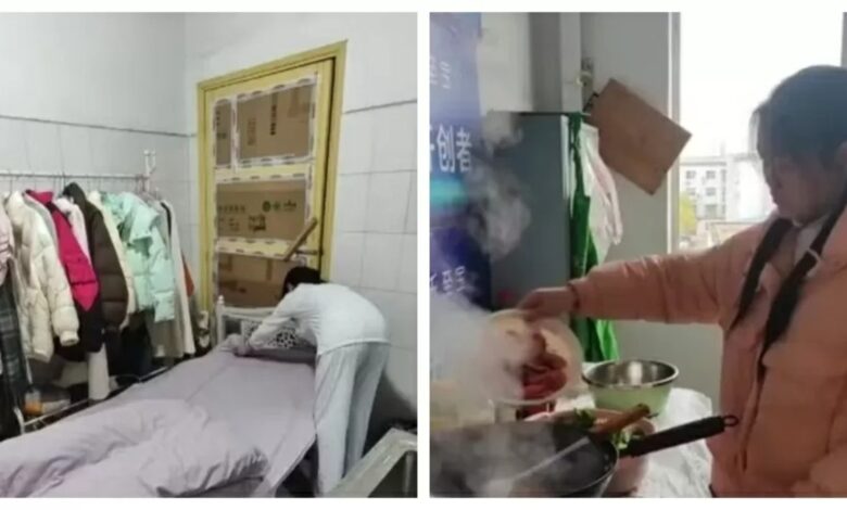 Jovem chinesa, Trabalho, banheiro, redes sociais