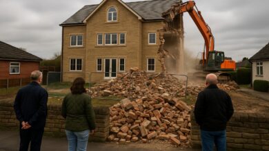 Mansão, demolição, Reino Unido, Vizinhos