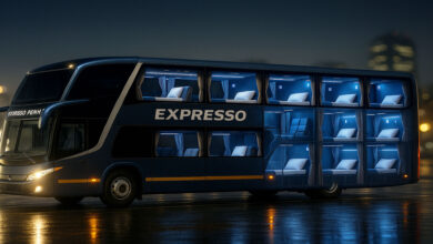 Dormir mal na estrada Não com esse ônibus com 26 camas que promete rivalizar com avião nas rotas SP–Rio e SP–Curitiba