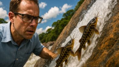 Pesquisadores da UFMS registram pela primeira vez peixes que escalam paredes em cachoeiras do rio Aquidauana, revelando o surpreendente comportamento dos bagres-abelha e suas adaptações à correnteza, um marco para a ciência e a conservação da fauna fluvial brasileira.