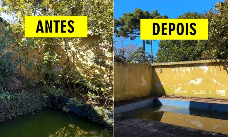 Canal de youtube mostra a restauração de uma piscina que passou 25 anos abandonada - veja como ficou o resultado final