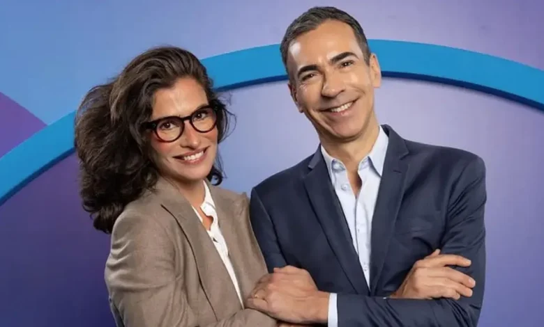 Renata Vasconcellos e César Tralli. Foto: Daniela Toviansky/TV Globo.