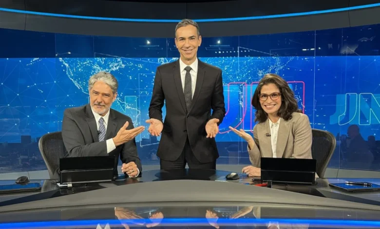 Bonner, Tralli e Renata. Foto: Divulgação/Globo