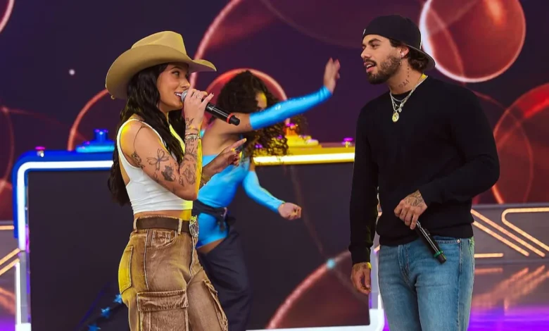 Ana Castela e Zé Felipe no Passa ou Repassa. Foto: Lê Taccilo/SBT