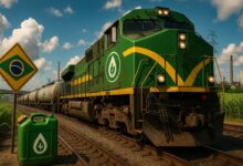 testes indicam que o trem movido a etanol pode reduzir o uso de diesel em locomotivas sem perda de desempenho, com etanol disponível em corredores-chave.