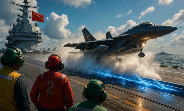 porta-aviões Fujian com catapultas eletromagnéticas entra na Marinha chinesa, amplia grupo aéreo e altera o equilíbrio regional com nova capacidade operacional.
