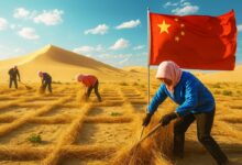A desertificação na China foi contida com cordas de palha que estabilizam dunas e impulsionam o reflorestamento, formando um novo cinturão verde capaz de restaurar ecossistemas e proteger cidades do avanço da areia.