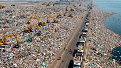 No ciclo industrial, toneladas de plástico passam por triagem óptica, extrusão a 520 ºC, viram pré-formas e retornam ao mercado pela reciclagem.