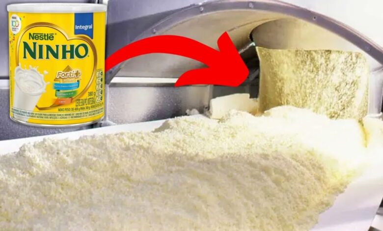 Descubra como ocorre a produção de leite nas fazendas e na fábrica de leite em pó, com tanques de refrigeração e processo de pasteurização de alta qualidade.