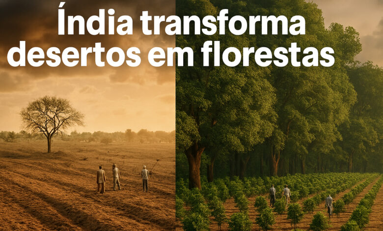 Com meta de restaurar 1 milhão de hectares e conter a desertificação, a Índia avança no maior programa de reflorestamento contínuo do sul da Ásia e transforma regiões áridas em zonas verdes produtivas